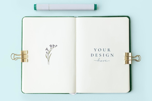 Flowers on a notebook page mockup