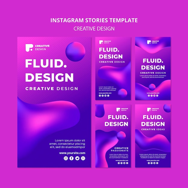 PSD gratuito modello di storie instagram di design fluido