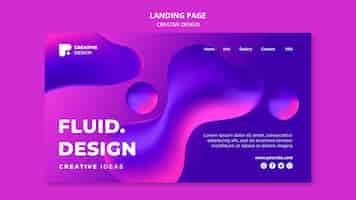 Free PSD fluid design landing page template