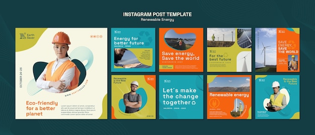 Free PSD fluid shapes renewable energy instagram posts