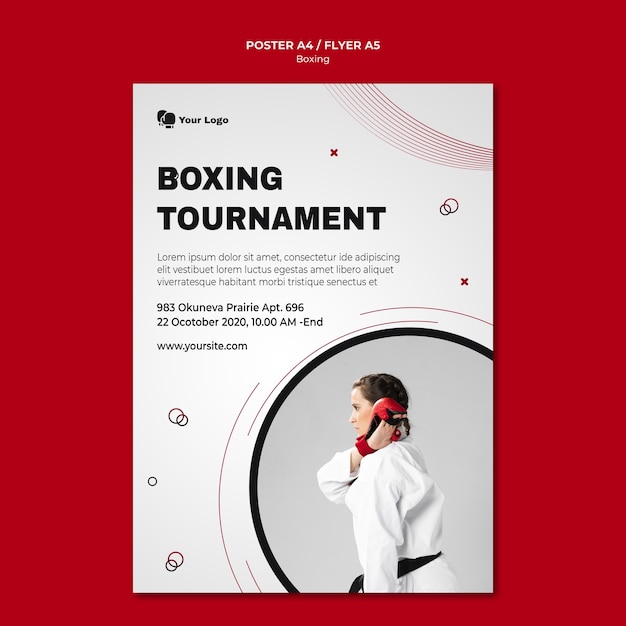 PSD gratuito volantino per allenamento di boxe