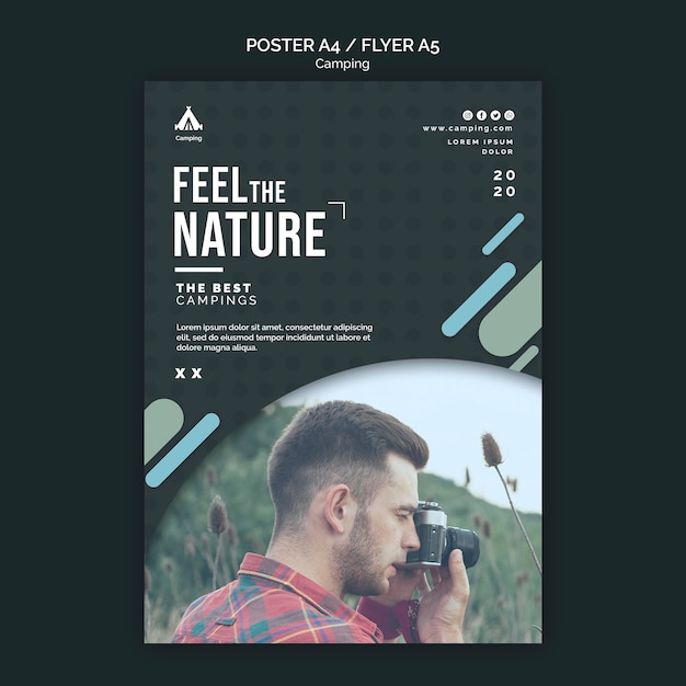 PSD gratuito modello di posto campeggio flyer