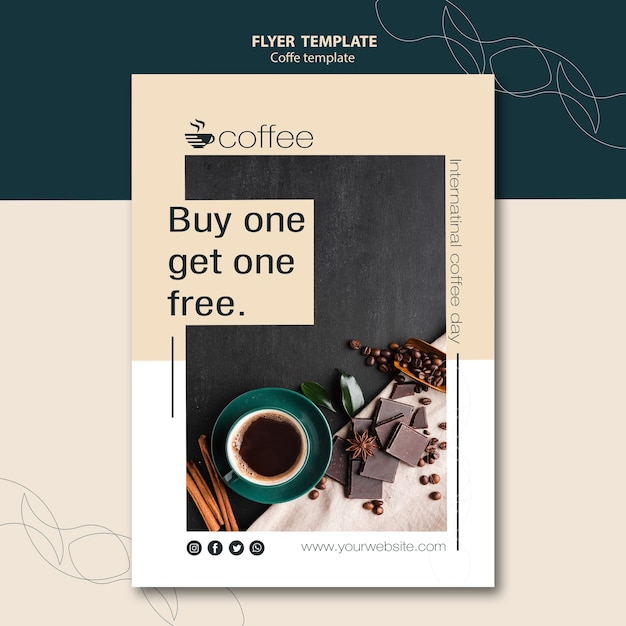 Flyer card template theme with coffee