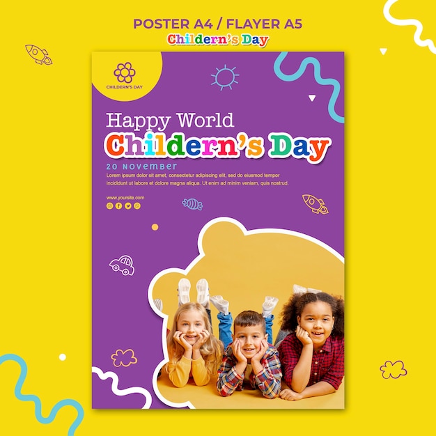 Free PSD flyer children's day template