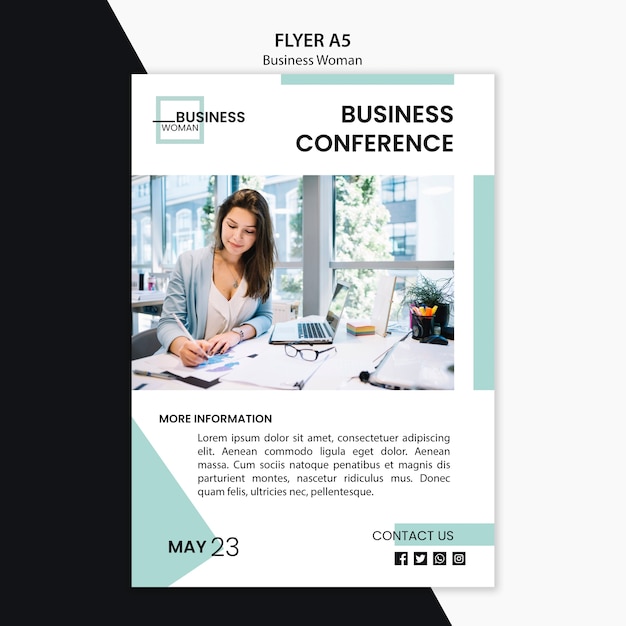 Flyer concept with business woman design