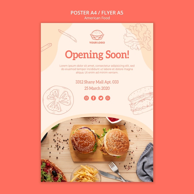 Free PSD flyer design restaurant opening