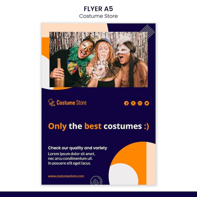 PSD gratuito volantino per costumi di halloween