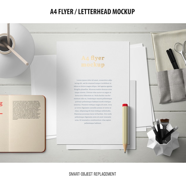 Free PSD flyer or letterhead mockup