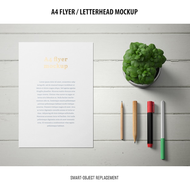 PSD gratuito flyer o carta intestata mockup