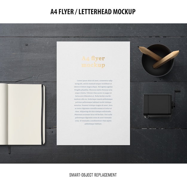 Free PSD flyer or letterhead mockup