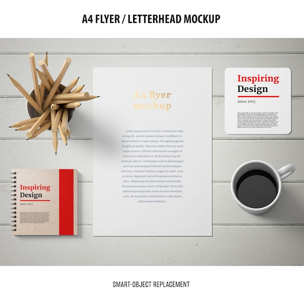 PSD gratuito flyer o carta intestata mockup