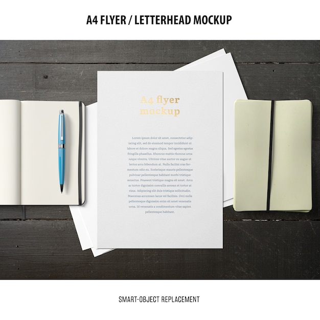 Free PSD flyer or letterhead mockup