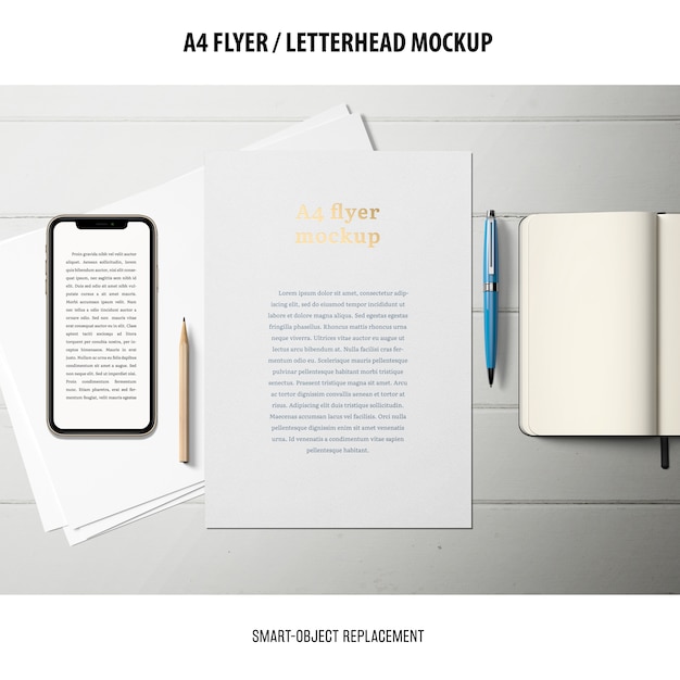 Free PSD flyer or letterhead mockup