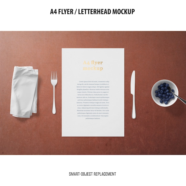 Free PSD flyer or letterhead mockup