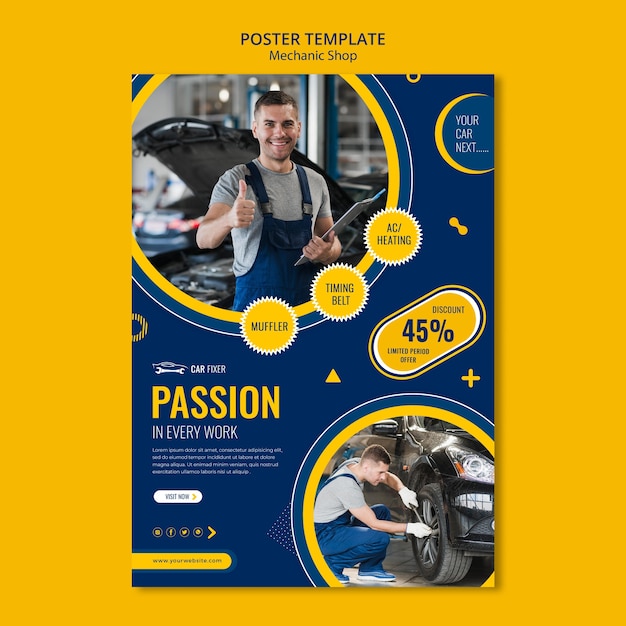 Free PSD flyer mechanic shop template