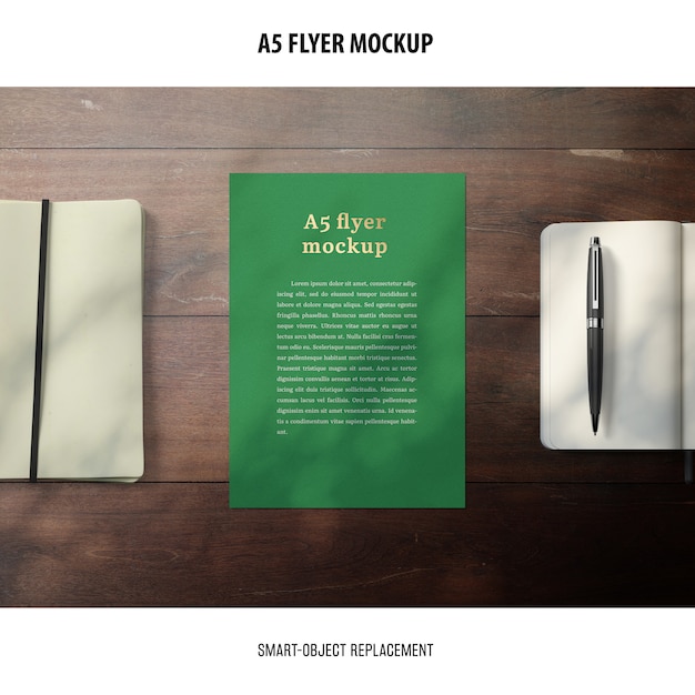 Flyer Mockup in a Desktop – Free PSD Template