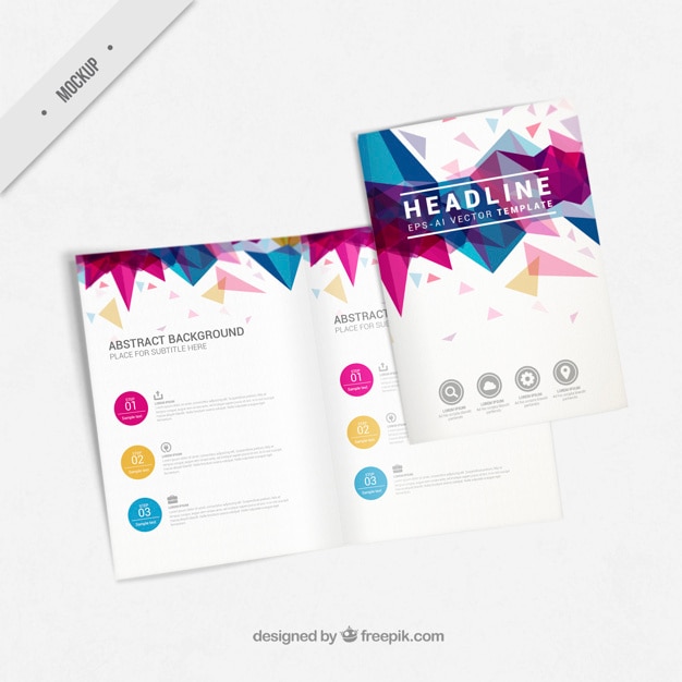 PSD gratuito flyer mockup con forme astratte