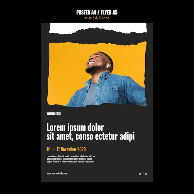 PSD gratuito modello di evento di musica e danza flyer