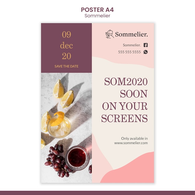 PSD gratuito modello di annuncio sommelier volantino