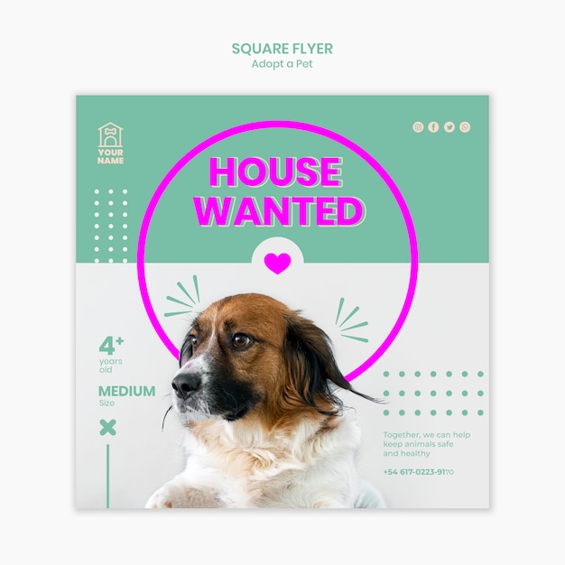 Free PSD flyer template adopt pet concept