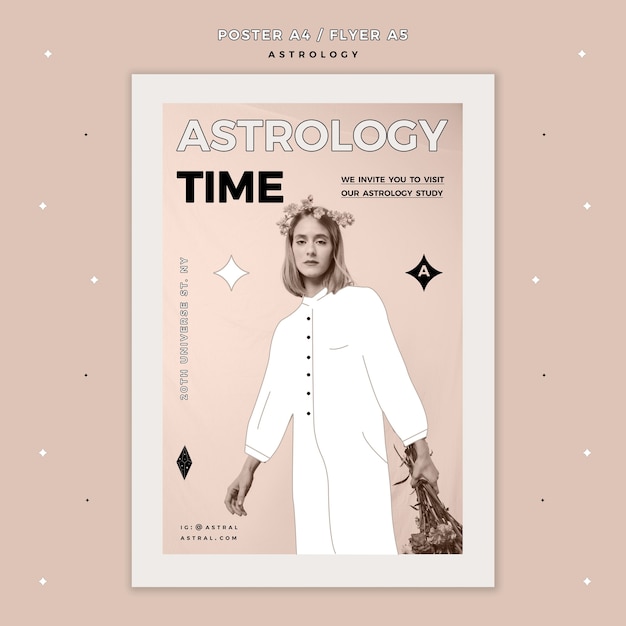 Free PSD flyer template for astrology