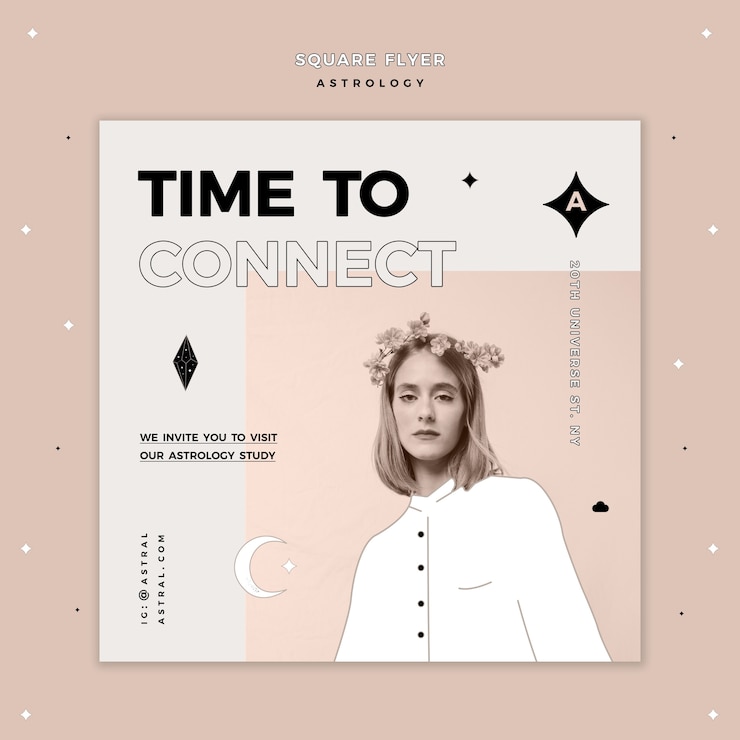 Free PSD flyer template for astrology