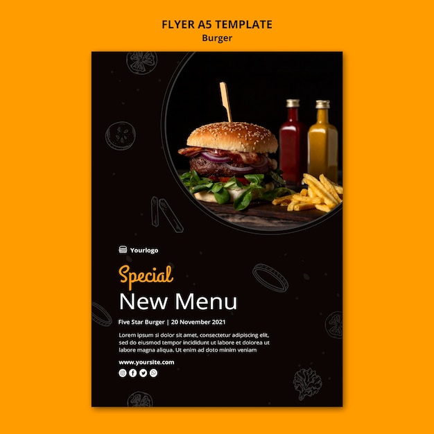 Free PSD flyer template for burger bistro