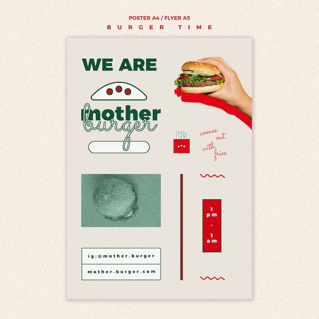 Free PSD flyer template for burger restaurant