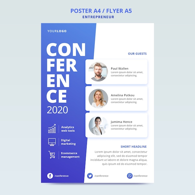 Free PSD flyer template for business conference