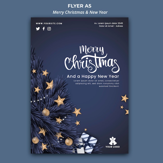 Free PSD flyer template for christmas and new year