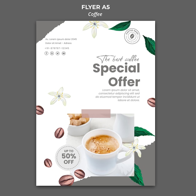 Free PSD flyer template for coffee