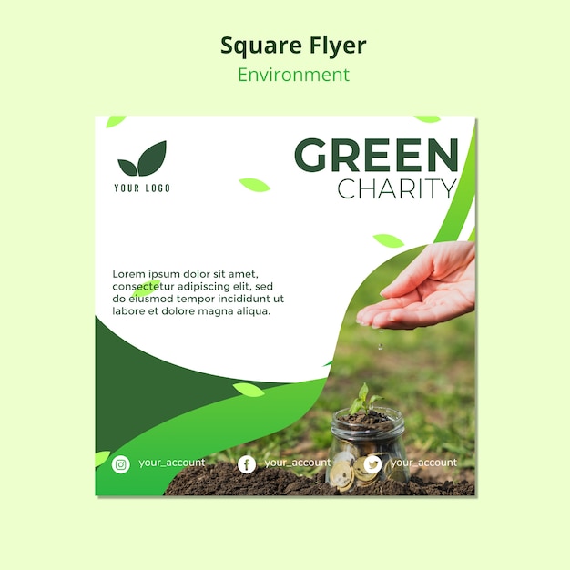 Free PSD flyer template concept of green charity