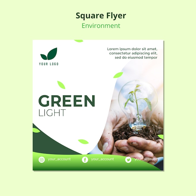 Free PSD flyer template concept of green light