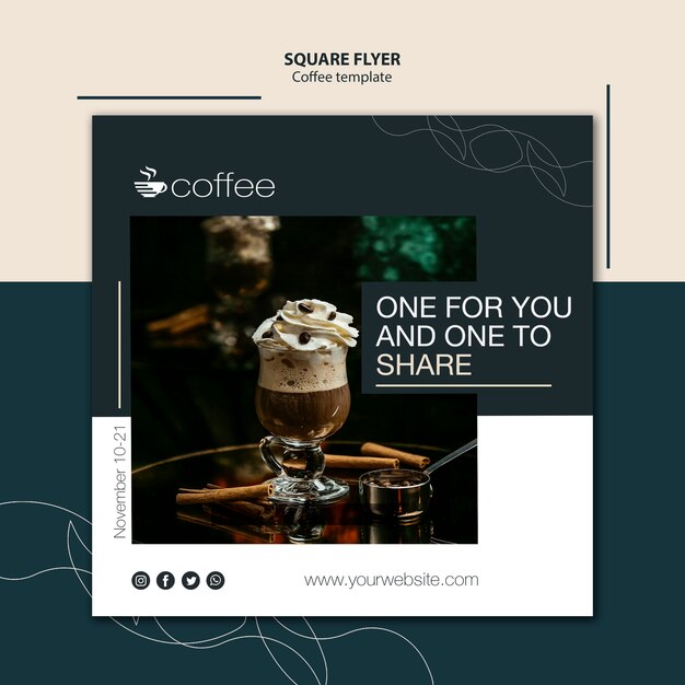 Flyer template concept with coffee