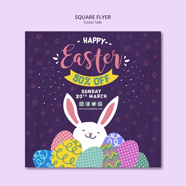 Free PSD flyer template concept with easter sales