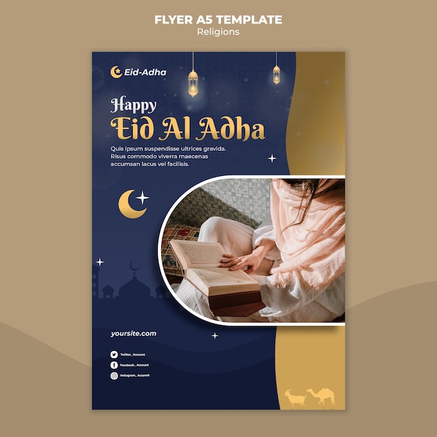 Flyer template for eid al adha celebration Free Psd