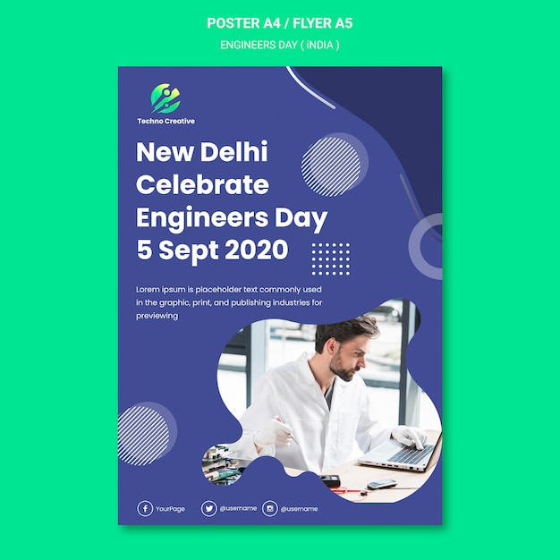 Free PSD flyer template for engineers day celebration