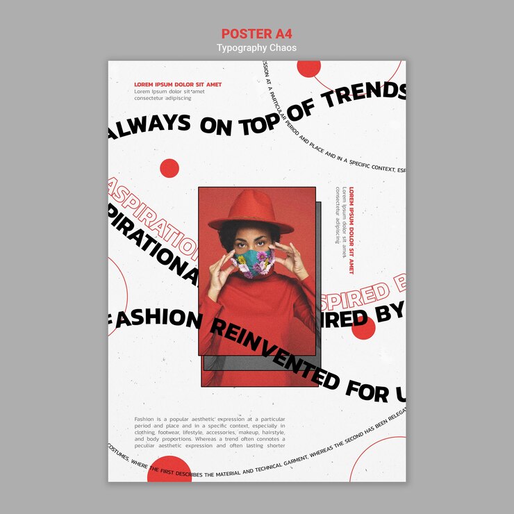 Free PSD flyer template for fashion trends with woman wearing face mask