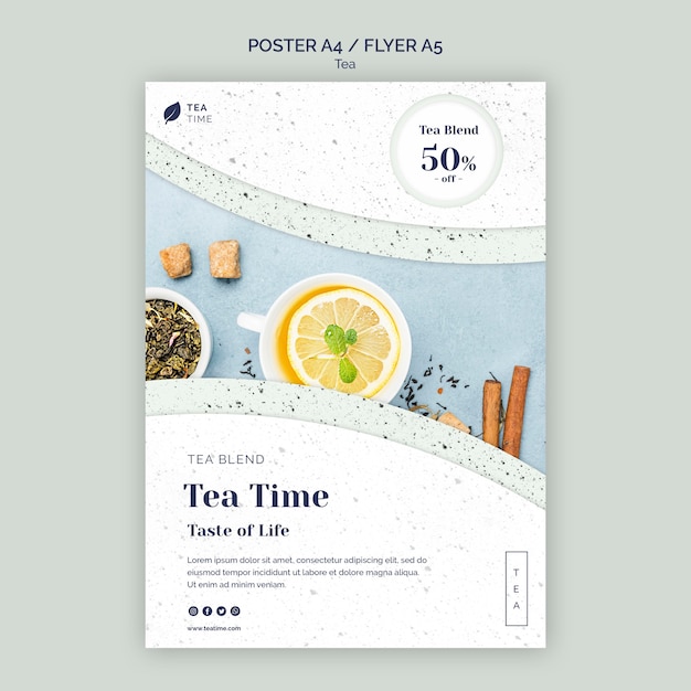 無料PSD ティータイムのチラシテンプレート