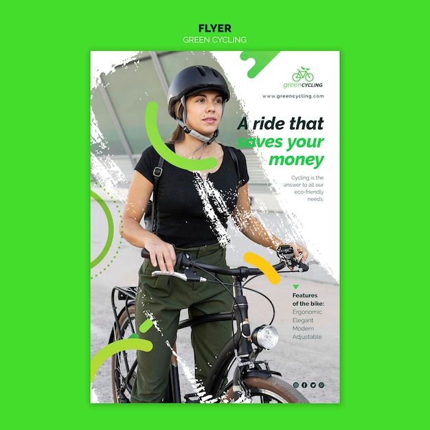 Free PSD flyer template for green biking