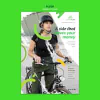 PSD gratuito modello di volantino per bicicletta verde