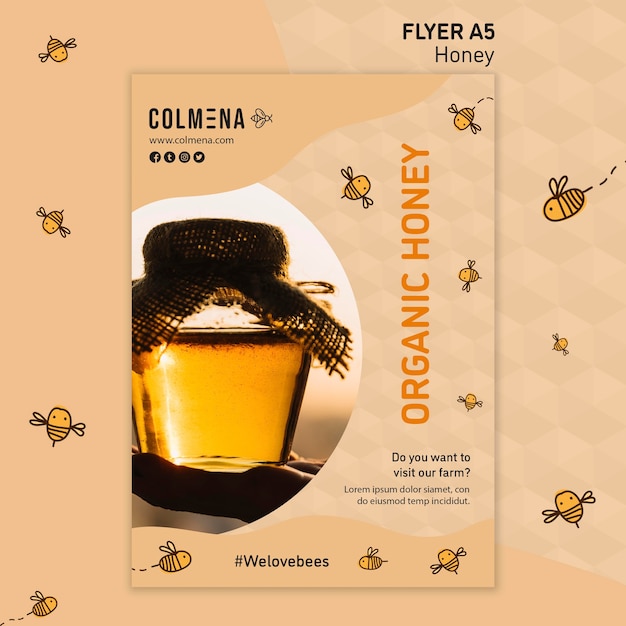 Free PSD flyer template honey shop
