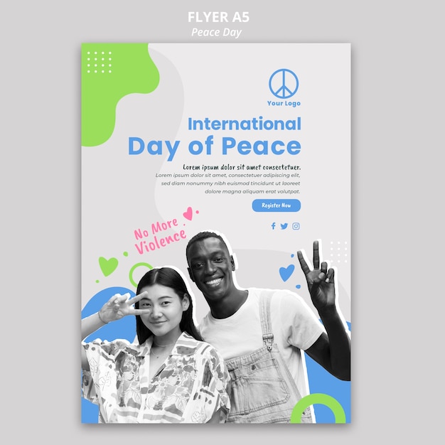 Free PSD flyer template for international peace day celebration