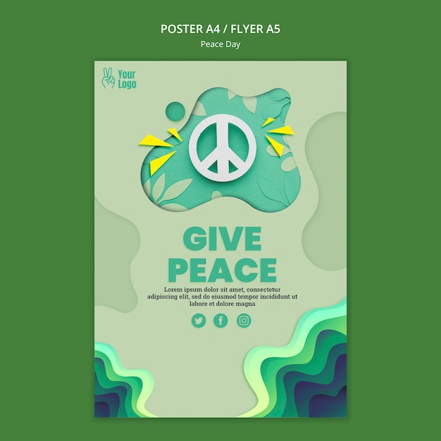 Free PSD flyer template for international peace day