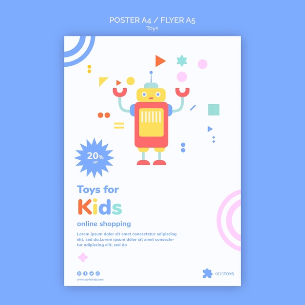 Free PSD flyer template for kids toys online shopping