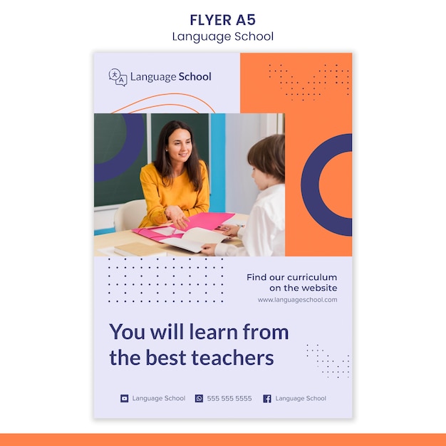 Flyer Template for Language School: Free PSD Download