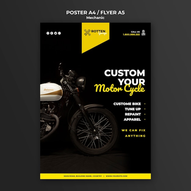 Flyer template for motorcycle repair shop