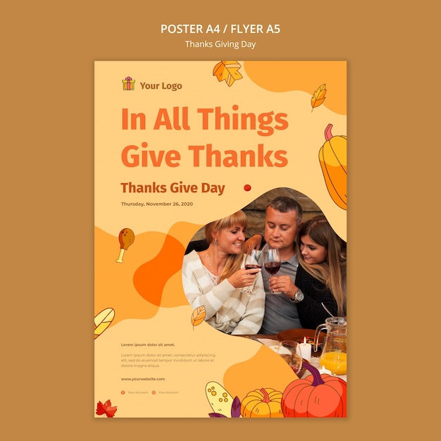 Flyer template for thanksgiving celebration