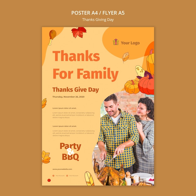 Flyer template for thanksgiving celebration