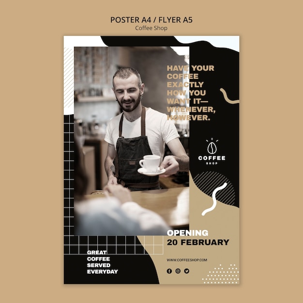 Free PSD flyer template theme for coffee shop